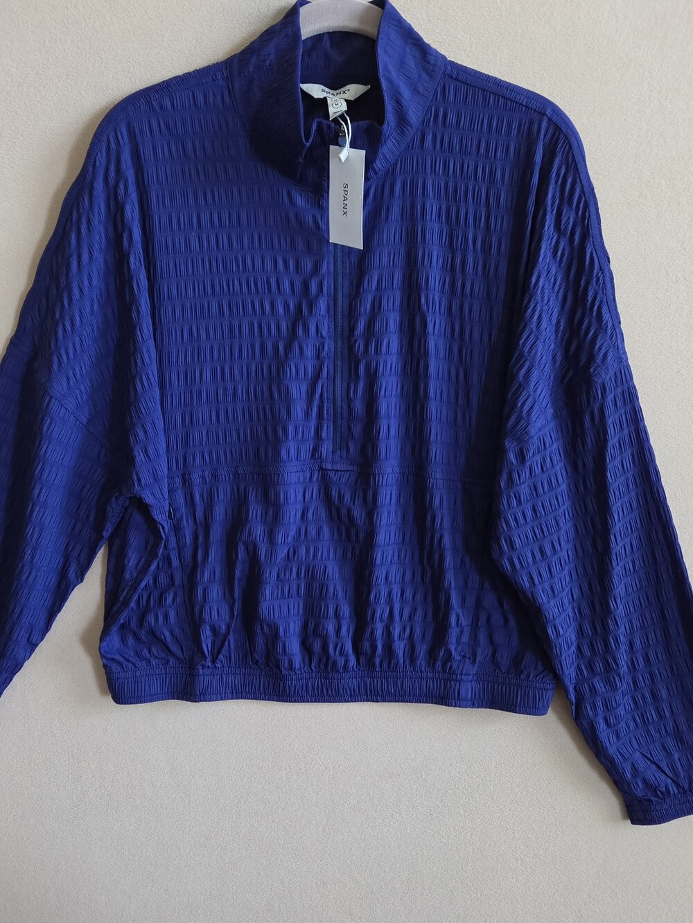 NWT SPANX Active Run Jacket Pullover Blue Midnigh Iris Size Medium